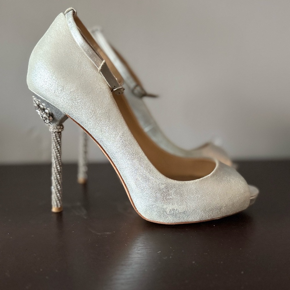 Badgley Mischka Shimmering Silver Diego Heels
